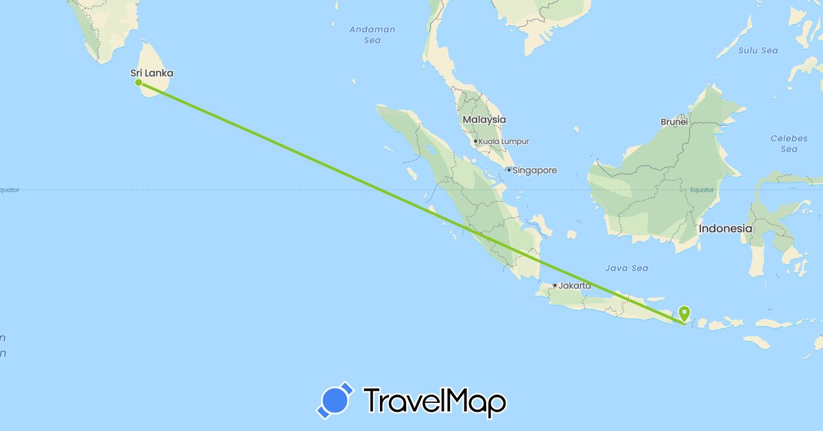 TravelMap itinerary: electric vehicle in Indonesia, Sri Lanka (Asia)